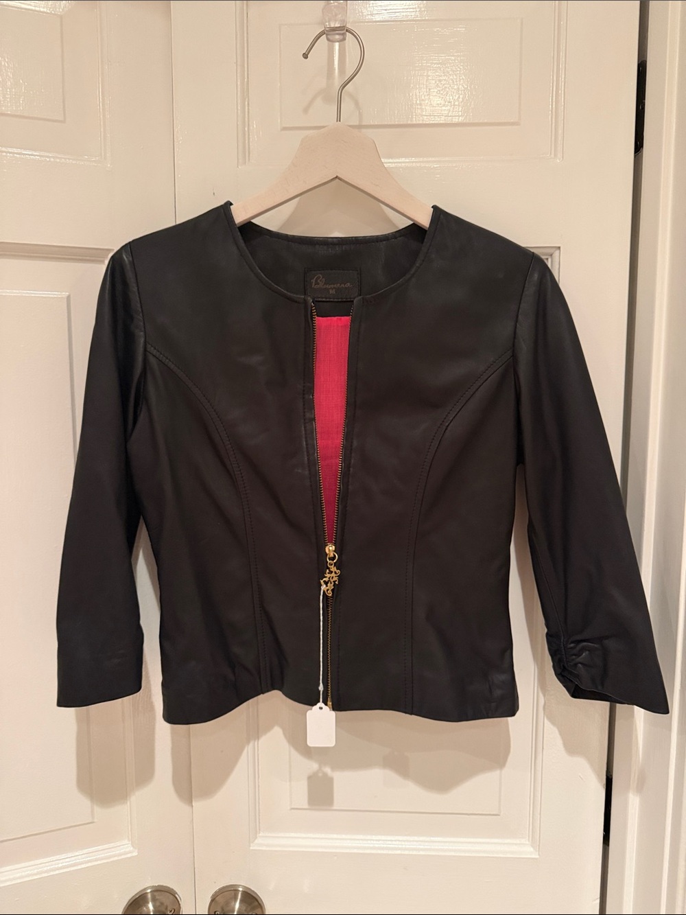 Blumera Lambskin Bollero Black Handcrafted Leather Jacket w Silk Lining